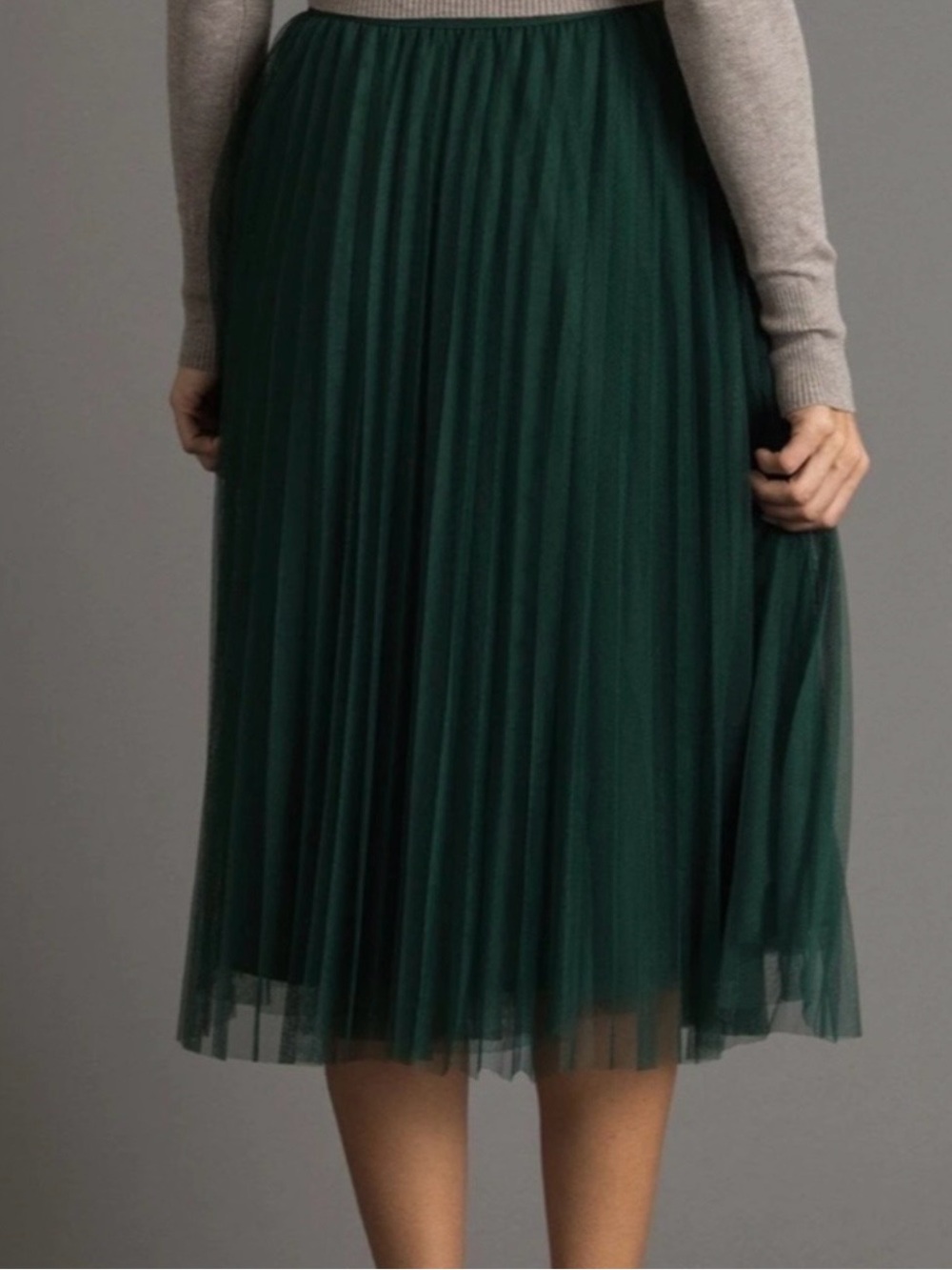 Morning Lavender Vienna Green pleated tulle midi skirt NWOT - Picture 2 of 7